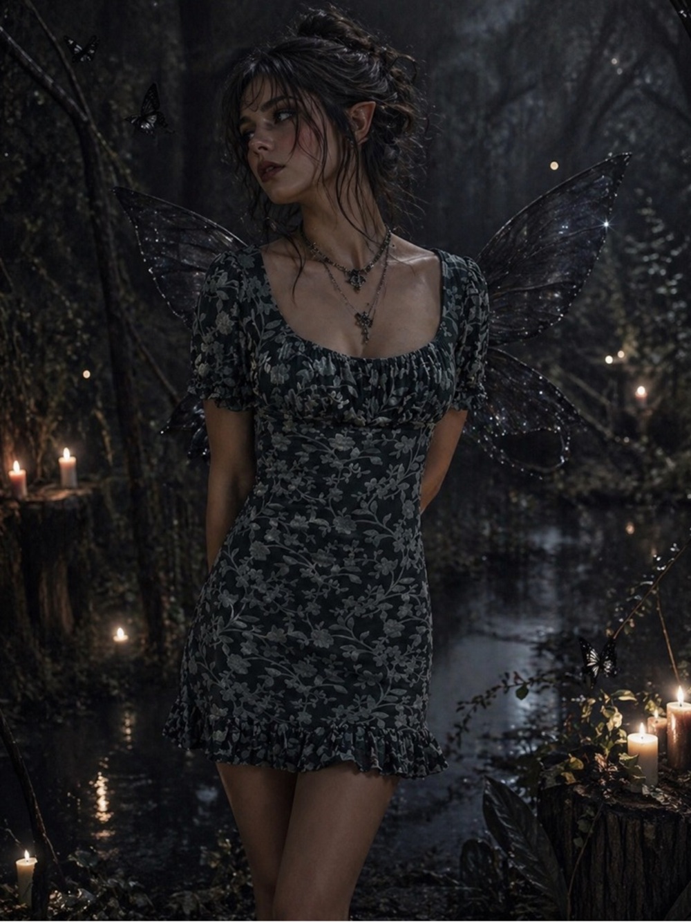 Baby Doll Burnout Velvet Dress Dark Fairy Fairy Goth MIlkmaid Size M NWT